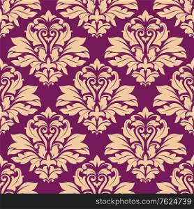 Purple and beige seamless floral pattern for wallpaper, textile or background design