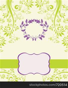 Purple and green abstract floral invitation