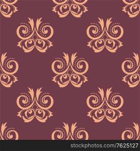 Purple and pink seamless floral pattern with decorative motifs for wallpaper design