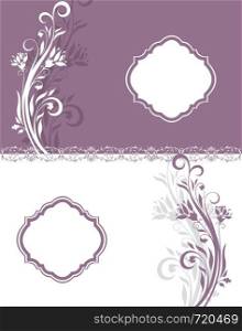 Purple and white floral invitation card with place for text