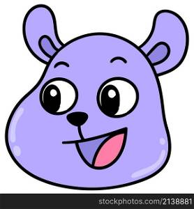 purple animal head emoticon laughing happily