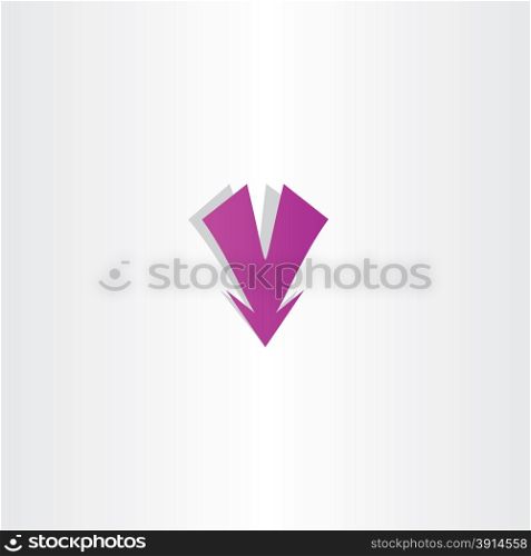 purple arrow down letter v icon design