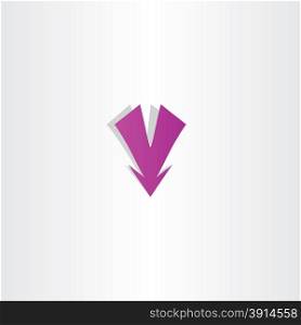 purple arrow down letter v icon design