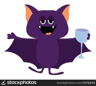 Purple bat, illustration, vector on white background.