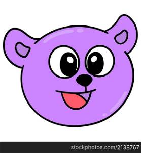purple bear head emoticon happy laughing