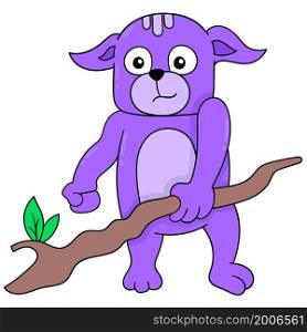 purple bear holding a magic wooden wand