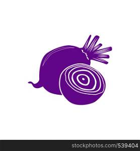Purple beet and half of beet icon in simple style isolated on white background. Beet icon, simple style