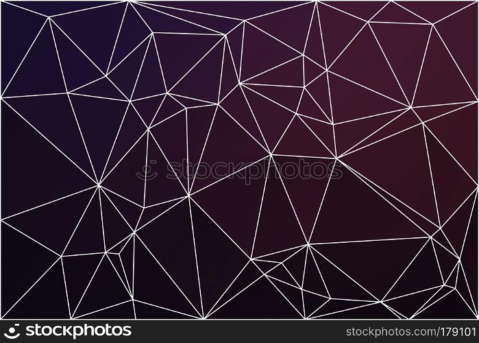 Purple blue pink abstract low poly geometric background with white triangle mesh.
