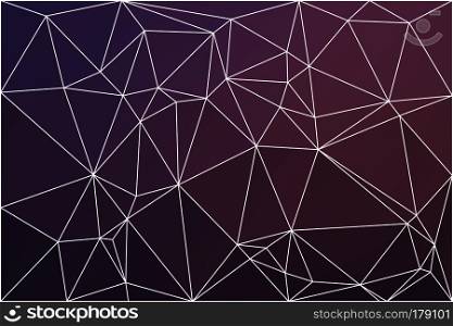 Purple blue pink abstract low poly geometric background with white triangle mesh.