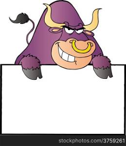 Purple Bull And Blank Sign