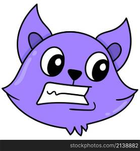 purple cat head emoticon with greggy face