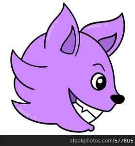 purple cat head fierce face
