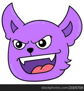 purple cat head laughing arrogantly
