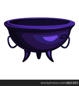 Purple cauldron icon. Cartoon of purple cauldron vector icon for web design isolated on white background. Purple cauldron icon, cartoon style