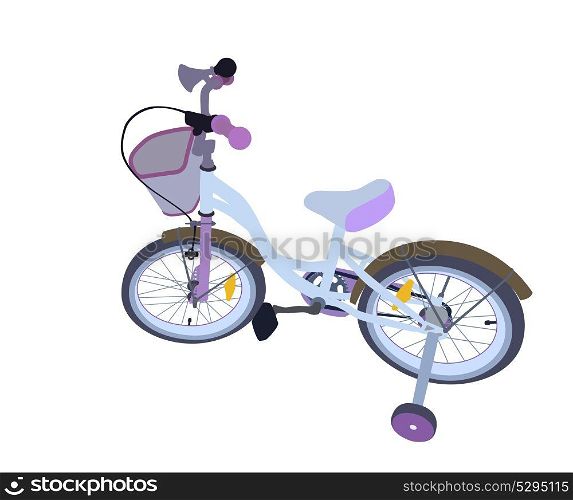 Purple Children Bicycle. Isolated on White Background.. Children Bicycle. Isolated