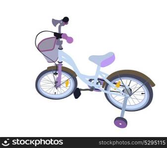 Purple Children Bicycle. Isolated on White Background.. Children Bicycle. Isolated