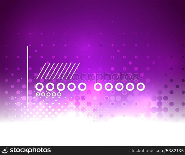 Purple Christmas lights and snowflakes. Elegant abstract background with bokeh lights and stars