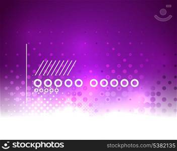 Purple Christmas lights and snowflakes. Elegant abstract background with bokeh lights and stars