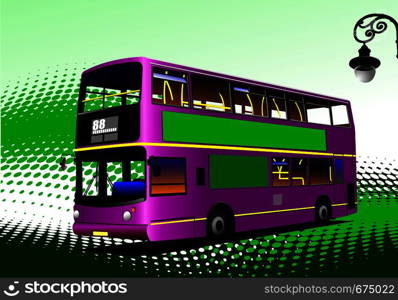 Purple city bus. Coach. Vector illustration