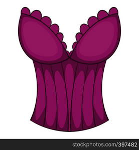 Purple corset icon. Cartoon illustration of purple corset vector icon for web. Purple corset icon, cartoon style