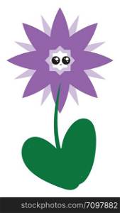 Purple cute flower, illustration, vector on white background.