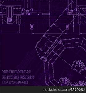 Purple cyberspace. Corporate Identity. Computer aided design systems. Blueprint, scheme, plan sketch Technical Industry. Vector engineering illustration. Cover, flyer. Purple cyberspace