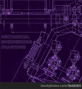 Purple cyberspace. Corporate Identity. Computer aided design systems. Instrument-making drawings. Blueprint, diagram. Blueprint. Corporate Identity. Vector engineering illustration