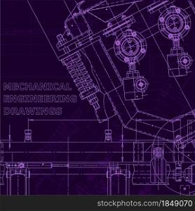 Purple cyberspace. Corporate Identity. Instrument-making drawings. Blueprint, diagram plan sketch. Blueprint. Corporate Identity. Vector engineering illustration