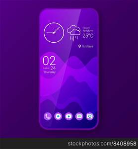 purple elegant home screen realistic smartphone user interface