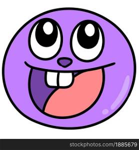 purple emoticon ball and smiling expression, doodle icon image. cartoon caharacter cute doodle draw