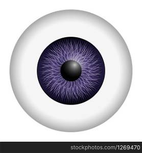 Purple eye mockup. Realistic illustration of purple eye vector mockup for web design isolated on white background. Purple eye mockup, realistic style