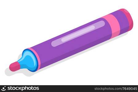 Purple felt-tip pen icon isolated on white background. Colorful stationery, office supplies for writing, drawing or marking text. Back to school concept. Isometric style objects vector illustration. Purple Felt-Tip Pen icon Isometric Style Vector