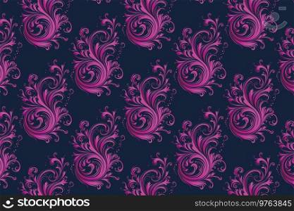 Purple Floral Pattern on a Dark Blue Background