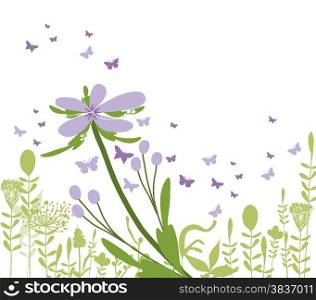 purple floral silhouette