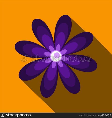 Purple flower icon. Flat illustration of purple flower vector icon for web on yellow background. Purple flower icon, flat style
