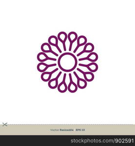 Purple Flower Ornament Vector Logo Template Illustration Design. Vector EPS 10.