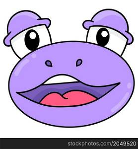 purple frog head with a sleepy face of innocence