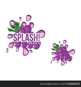 Purple Grape Fruit Fresh Splash Juice Drink Illustration