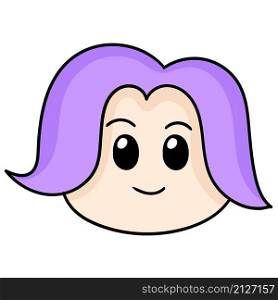 purple haired friendly face emoticon