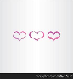 purple heart icons set vector love symbol logo