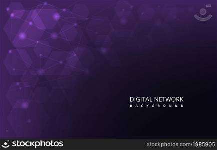 Purple Hexagon Digital Network Connection Internet Technology Background