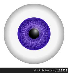 Purple iris eyeball mockup. Realistic illustration of purple iris eyeball vector mockup for web design isolated on white background. Purple iris eyeball mockup, realistic style