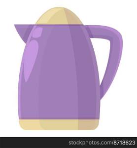 Purple kettle icon cartoon vector. Glass pot. Cute style. Purple kettle icon cartoon vector. Glass pot