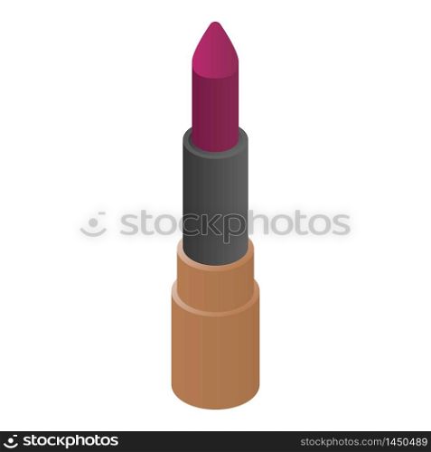Purple lipstick icon. Isometric of purple lipstick vector icon for web design isolated on white background. Purple lipstick icon, isometric style