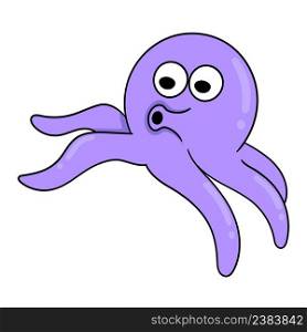 purple octopus with pointed lips