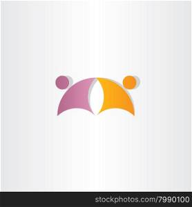 purple orange business people partners icon logo partner
