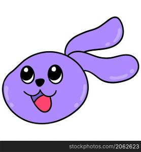 purple rabbit animal head laughing happily looking up