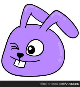 purple rabbit head is flirting winking flirtatious