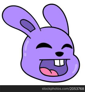 purple rabbit head laughing happily