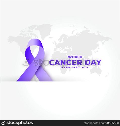 purple realistic ribbon for world cancer day design